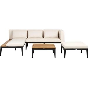 BELIANI Garden Set - Acacia Wood 3-4 Seater with Coffee Table & Ottoman BELIANI Garden Set - Acacia Wood 3-4 Seater with Coffee Table & Ottoman