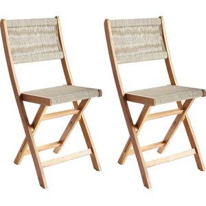 Beliani - Acacia Wood Garden Chairs Set 2 Beige - Garden Chairs Beliani - Acacia Wood Garden Chairs Set 2 Beige - Garden Chairs