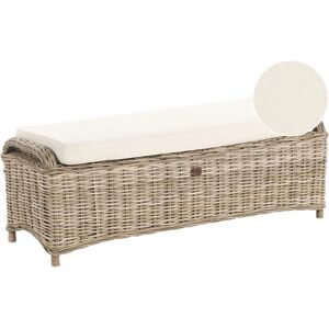 Beliani - Rattan Ottoman with Cushion - Boho Style Outdoor Indoor Furniture Beliani - Rattan Ottoman with Cushion - Boho Style Outdoor Indoor Furniture