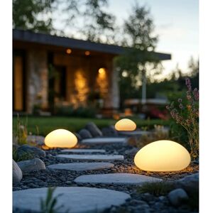 Beliani - 3 kappaletta kivimäisen muotoisia LED-puutarhavalaisimia - Ulkokoristeet Beliani - 3 kappaletta kivimäisen muotoisia LED-puutarhavalaisimia - Ulkokoristeet