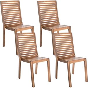 Beliani - Rustic Acacia Wood Garden Chairs Set 4 Beliani - Rustic Acacia Wood Garden Chairs Set 4