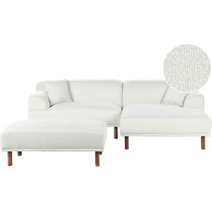 Beliani L-shape Sofa White Bouclé Modern - Sofa Beliani L-shape Sofa White Bouclé Modern - Sofa