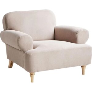 Beliani Kiberg Armchair - Gray-Brown Fabric, Wooden Legs Beliani Kiberg Armchair - Gray-Brown Fabric, Wooden Legs