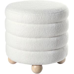 Beliani Puf de bouclé peluche tapicería madera de pino patas reposapiés accesorios para el hogar sala de estar blanco crema - Ottoman Beliani Puf de bouclé peluche tapicería madera de pino patas reposapiés accesorios para el hogar sala de estar blanco crema - Ottoman