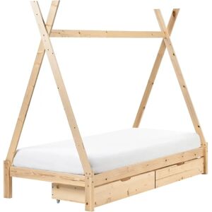 Beliani Kids Bed - Pine Tipi Design with Storage Drawers - 90x200 cm Beliani Kids Bed - Pine Tipi Design with Storage Drawers - 90x200 cm