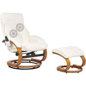 Beliani White Reclinable Swivel Massage Armchair - Massage, Heating, 3 Points Beliani White Reclinable Swivel Massage Armchair - Massage, Heating, 3 Points