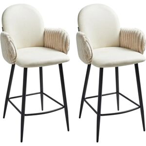 Beliani Bar Stool Set - Retro Beige Fabric - 2 Chairs Beliani Bar Stool Set - Retro Beige Fabric - 2 Chairs