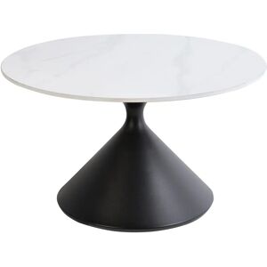 Beliani Modern Round Coffee Table - Sintered Stone, Black Metal Base Beliani Modern Round Coffee Table - Sintered Stone, Black Metal Base