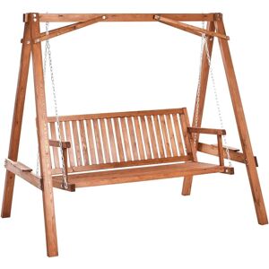 Beliani Ficarella Rustic Wooden Garden Swing - Outdoor Furniture Beliani Ficarella Rustic Wooden Garden Swing - Outdoor Furniture