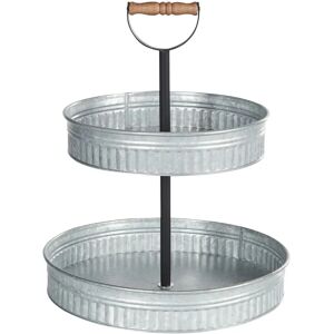 Beliani Kouign Two-Tier Silver Iron Serving Tray - Serving Tray Beliani Kouign Two-Tier Silver Iron Serving Tray - Serving Tray