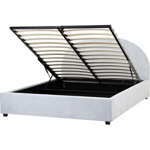 Beliani Vaucluse Blue Fabric Bed - Retro Style Beliani Vaucluse Blue Fabric Bed - Retro Style