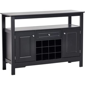 BELIANI Black Mediterranean Style 2-Door Cabinet with Wine Rack BELIANI Black Mediterranean Style 2-Door Cabinet with Wine Rack