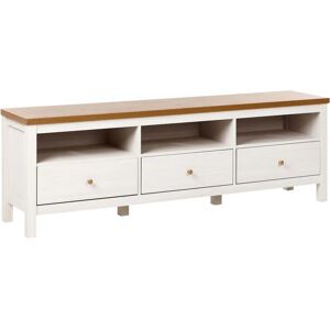 Beliani Inverell White TV Stand with 3 Drawers Beliani Inverell White TV Stand with 3 Drawers