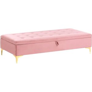 Beliani Aberdeen Pink Velvet Ottoman with Storage - Modern Rectangular Footstool Beliani Aberdeen Pink Velvet Ottoman with Storage - Modern Rectangular Footstool