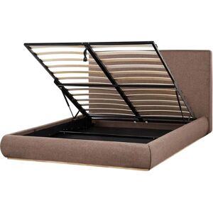 Beliani Bed with Storage - Modern Brown Fabric 160x200cm Beliani Bed with Storage - Modern Brown Fabric 160x200cm