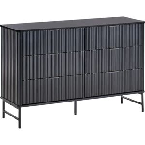 Beliani Glastonbury 6-Drawer Modern MDF Chest - Black Beliani Glastonbury 6-Drawer Modern MDF Chest - Black