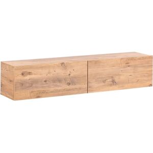 BELIANI Wall TV Unit - Minimalist, Brown, 140x32x30 - TV Furniture BELIANI Wall TV Unit - Minimalist, Brown, 140x32x30 - TV Furniture