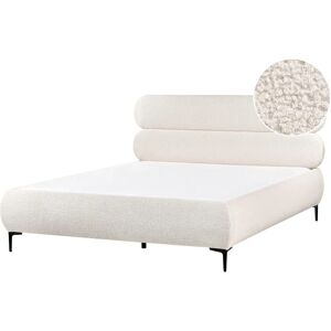 Beliani Bed Lessay 160 x 200 cm - Modern Bed with Bouclé Fabric & Metal Legs Beliani Bed Lessay 160 x 200 cm - Modern Bed with Bouclé Fabric & Metal Legs