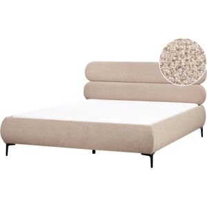 Beliani Bed Boucle Lessay 180x200 Taupe - Bed Beliani Bed Boucle Lessay 180x200 Taupe - Bed