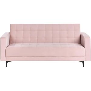 Beliani Pastel Pink Aberdeen Velvet Sofa Bed - Sofa Bed Beliani Pastel Pink Aberdeen Velvet Sofa Bed - Sofa Bed