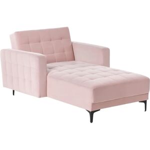 Beliani Pastel Pink Aberdeen Velvet Chaise Lounge Beliani Pastel Pink Aberdeen Velvet Chaise Lounge