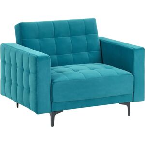 Beliani Aberdeen Velour Sea Blue Armchair - Living Room Furniture Beliani Aberdeen Velour Sea Blue Armchair - Living Room Furniture