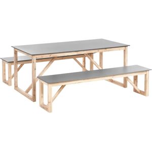 Beliani Puutarhan ruokailusetti betonipöydällä ja penkeillä - Ulkokalusteet Beliani Puutarhan ruokailusetti betonipöydällä ja penkeillä - Ulkokalusteet