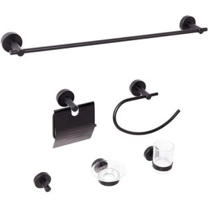 Beliani 6-Piece Bathroom Hardware Set Zaruma Black Beliani 6-Piece Bathroom Hardware Set Zaruma Black