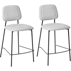 Beliani Set Of 2 Light Grey Faux Linen Bar Chairs Beliani Set Of 2 Light Grey Faux Linen Bar Chairs