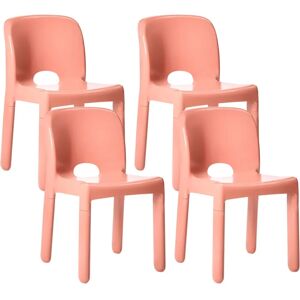 Beliani Garden Chairs Set - Modern Red Coral, Weather-Resistant, Stackable Beliani Garden Chairs Set - Modern Red Coral, Weather-Resistant, Stackable