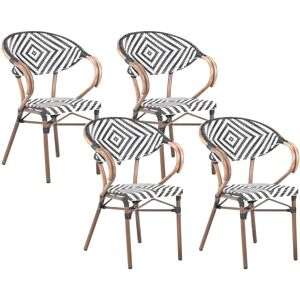 Beliani Garden Chairs Set - 4 Stackable Aluminum Rattan Seats Beliani Garden Chairs Set - 4 Stackable Aluminum Rattan Seats