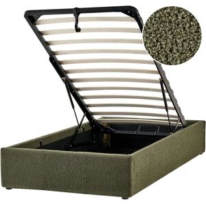 Beliani Dark Green Boucle Ottoman Bed - Single Bed Beliani Dark Green Boucle Ottoman Bed - Single Bed