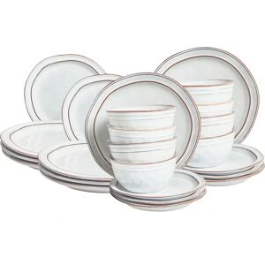 Beliani Set Of 24 Dinnerware Chives Stoneware Light Grey - Dinnerware Set Beliani Set Of 24 Dinnerware Chives Stoneware Light Grey - Dinnerware Set