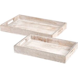 Beliani Mango Wood Serving Trays Set of 2 - Serveware Beliani Mango Wood Serving Trays Set of 2 - Serveware