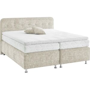 Westfalia Sapporo Beiges Boxspringbett - Komplett mit Kissen & Topper Westfalia Sapporo Beiges Boxspringbett - Komplett mit Kissen & Topper