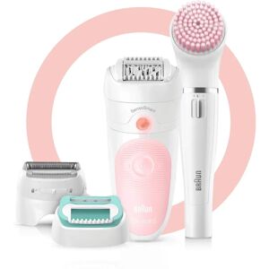 Braun Silk-épil 5 Beauty Set 4-in-1 SensoSmart for Women For With & Trimmer Head Facial Cleansing Brush UK 2 Pin Plug 5-875 White/Pink Braun Silk-épil 5 Beauty Set 4-in-1 SensoSmart for Women For With & Trimmer Head Facial Cleansing Brush UK 2 Pin Plug 5-875 White/Pink
