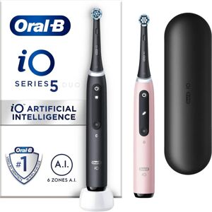 Oral-B iO5 2x For Adults 2 Handles 2 Toothbrush Heads & 1 Travel Case 5 Modes Teeth Whitening UK 2 Pin Plug Black & Pink Oral-B iO5 2x For Adults 2 Handles 2 Toothbrush Heads & 1 Travel Case 5 Modes Teeth Whitening UK 2 Pin Plug Black & Pink