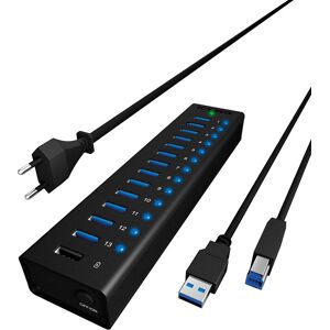 ICY BOX IB-AC6113 Hub USB - 13 Ports, Noir, Haute Vitesse, Port de Charge ICY BOX IB-AC6113 Hub USB - 13 Ports, Noir, Haute Vitesse, Port de Charge