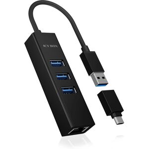 RaidSonic ICY BOX IB-HUB1419-LAN USB 3.2 Hub - Black RaidSonic ICY BOX IB-HUB1419-LAN USB 3.2 Hub - Black