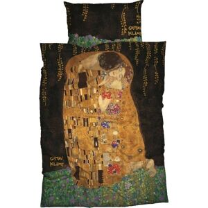 Goebel Kuss Satin Bettwäsche - Klimt Kunst - Schwarz Goebel Kuss Satin Bettwäsche - Klimt Kunst - Schwarz