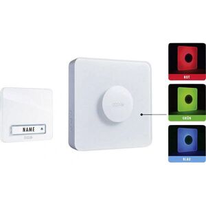m-e modern-electronics Timbre inalámbrico - Blanco - Indicador óptico de superficie completa m-e modern-electronics Timbre inalámbrico - Blanco - Indicador óptico de superficie completa