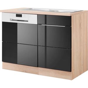 Kochstation KS-Brindisi - Hochglanz-Schrankschrank in Schwarz Kochstation KS-Brindisi - Hochglanz-Schrankschrank in Schwarz