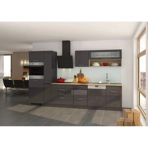 HELD MÖBEL 9039X - 330 cm - Schwarz Glas - Küchenzeile HELD MÖBEL 9039X - 330 cm - Schwarz Glas - Küchenzeile