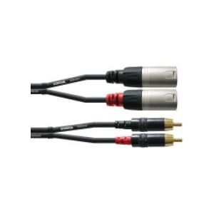 Ljudkabel Cordial CFU 3 MC - 3m, Svart, 2x RCA, 2x XLR Ljudkabel Cordial CFU 3 MC - 3m, Svart, 2x RCA, 2x XLR