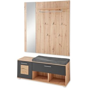 Innostyle Garderoben Set - Schwarz & Holz - Schuhschrank - Garderoben Set Innostyle Garderoben Set - Schwarz & Holz - Schuhschrank - Garderoben Set