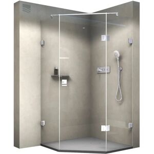 Bernstein Mampara de ducha pentagonal - Vidrio nano - 90x90x195cm - Incluye plato Bernstein Mampara de ducha pentagonal - Vidrio nano - 90x90x195cm - Incluye plato