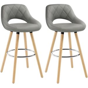 Woltu - Ensemble de 2 Tabourets de Bar Gris en Faux Cuir - Chaises de Cuisine - Publicité Woltu - Ensemble de 2 Tabourets de Bar Gris en Faux Cuir - Chaises de Cuisine - Publicité