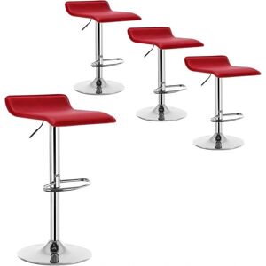 Woltu - Juego de 4 Taburetes de Bar de Cuero Sintético - Altura Ajustable - Burdeos Woltu - Juego de 4 Taburetes de Bar de Cuero Sintético - Altura Ajustable - Burdeos