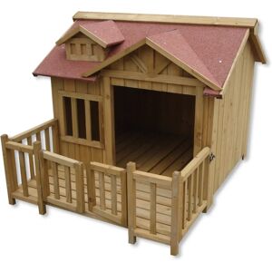 Caseta para perros XL lujo con terraza cercada Caseta para perros XL lujo con terraza cercada