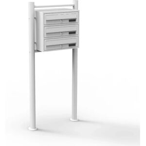 Wiltec Buzón de Acero Galvanizado Blanco 3 Compartimentos - Resistente a la Intemperie Wiltec Buzón de Acero Galvanizado Blanco 3 Compartimentos - Resistente a la Intemperie